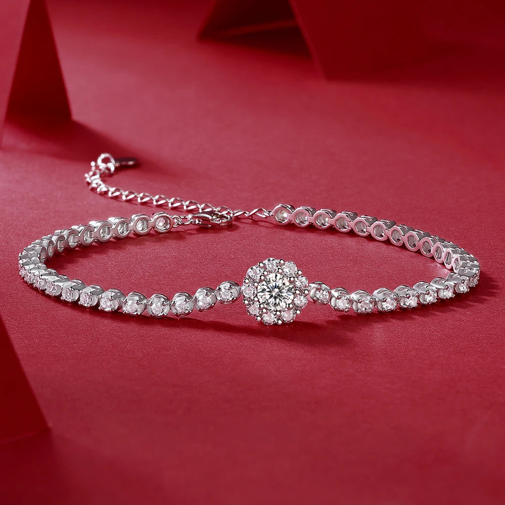 Moissanite 5mm Bracelet – 925 Sterling Silver with Adjustable Elegance