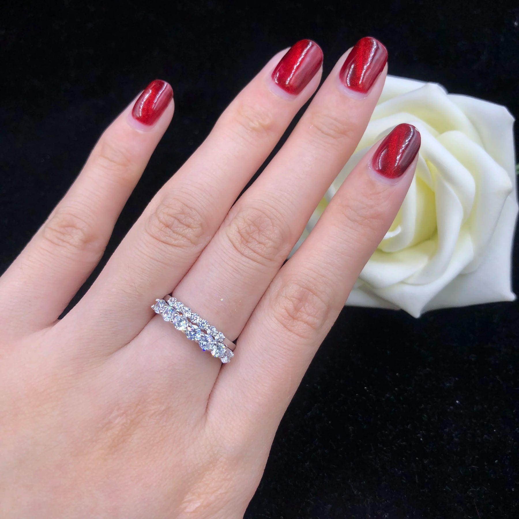 Eternity Moissanite Ring – Solid Platinum with Seven Stones of Timeless Brilliance