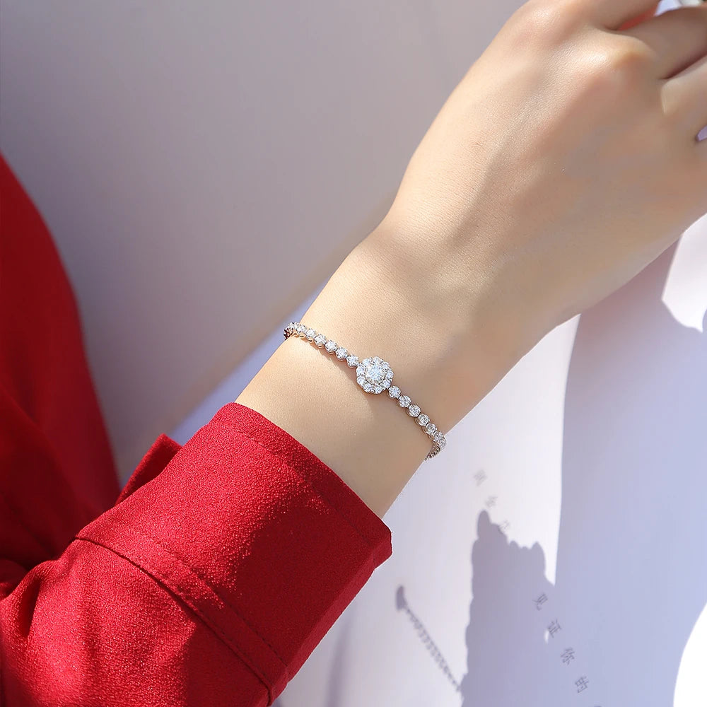 Moissanite 5mm Bracelet – 925 Sterling Silver with Adjustable Elegance