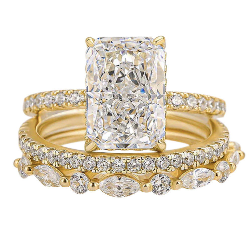 Elegant halo zirconia ring with radiant center stone in gold tone – Hadassalis Ice Flower