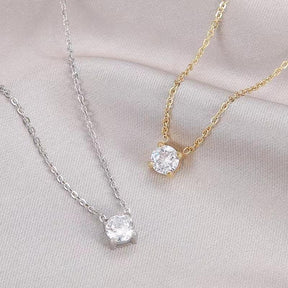 Clavicle Necklace with Solitaire Zircon Pendant – Minimalist Brilliance, Timeless Elegance