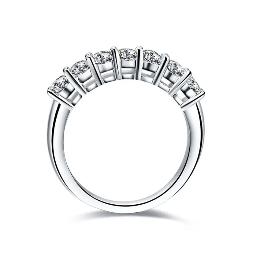 Eternity Moissanite Ring – Solid Platinum with Seven Stones of Timeless Brilliance