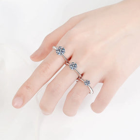 Solitaire Moissanite Ring – 925 Sterling Silver, Timeless Elegance