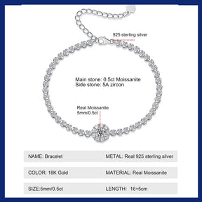 Moissanite 5mm Bracelet – 925 Sterling Silver with Adjustable Elegance