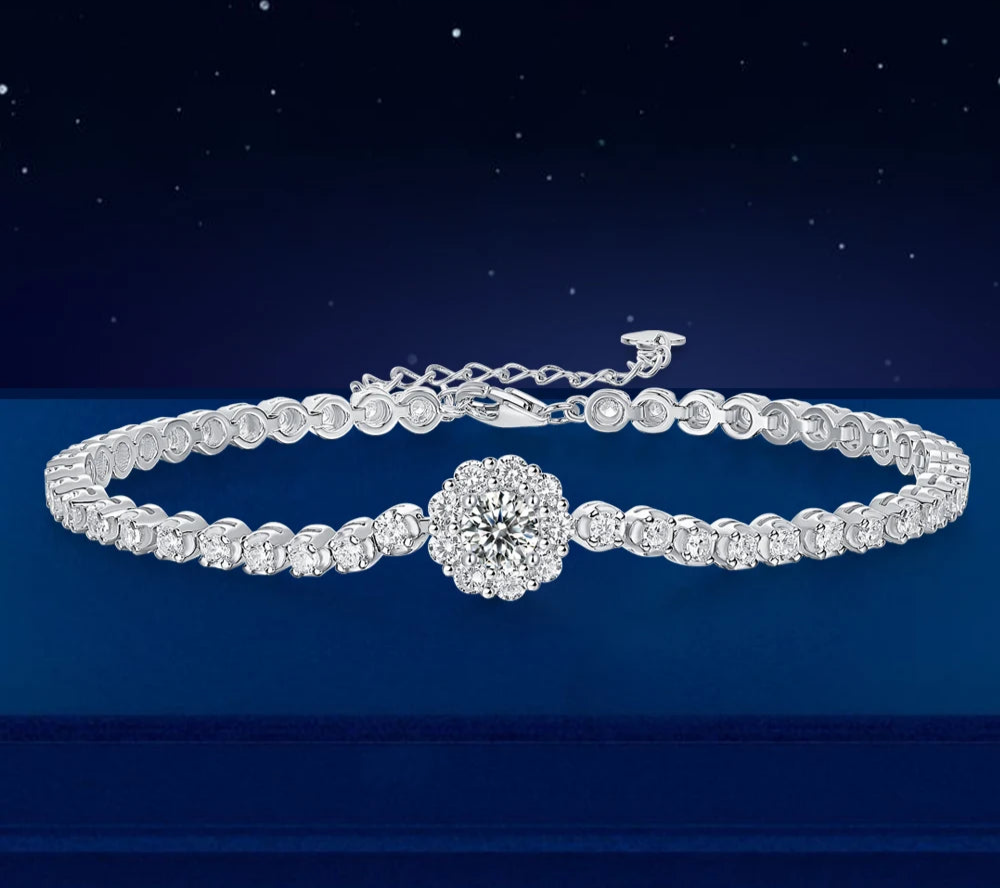 Moissanite 5mm Bracelet – 925 Sterling Silver with Adjustable Elegance