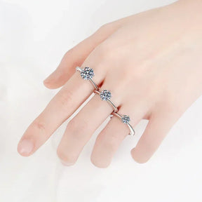 Solitaire Moissanite Ring – 925 Sterling Silver, Timeless Elegance