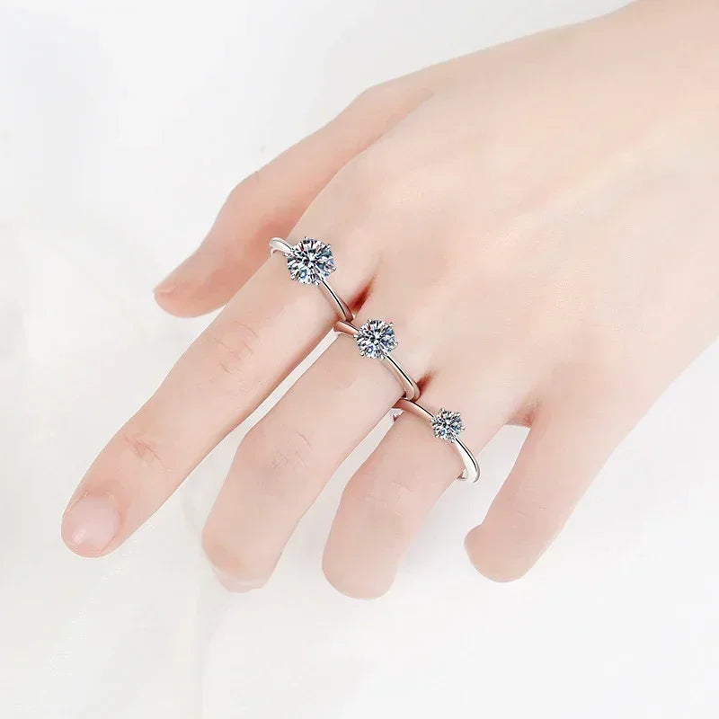 Solitaire Moissanite Ring – 925 Sterling Silver, Timeless Elegance