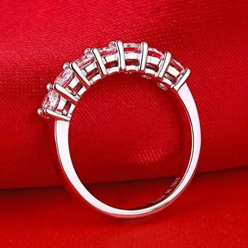 Eternity Moissanite Ring – Solid Platinum with Seven Stones of Timeless Brilliance