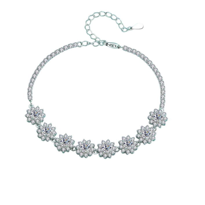 Lightflower Bracelet – 925 Sterling Silver with 4mm Moissanite Stones